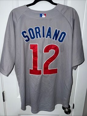 MLB Gray Soriano #12 Jersey with Red & Blue Lettering